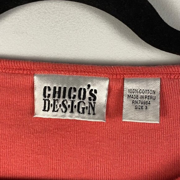 Chicos T Shirt Womens 3 US XL Pink Cotton Short Sleeve Top Design - Picture 4 of 8